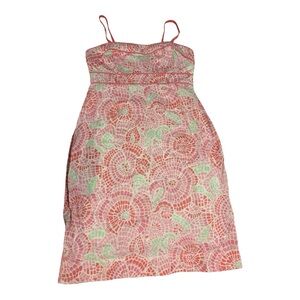 Y2K Vineyard Vines Pink & Mint Mosaic Sundress Size 2 100% Cotton